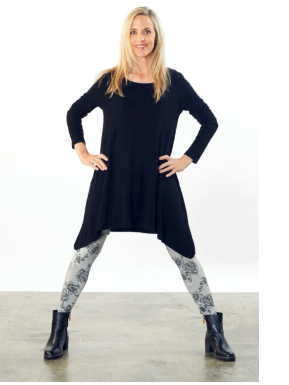 Bryn Walker Lora Tunic Dress Black Long Sleeve Made in USA